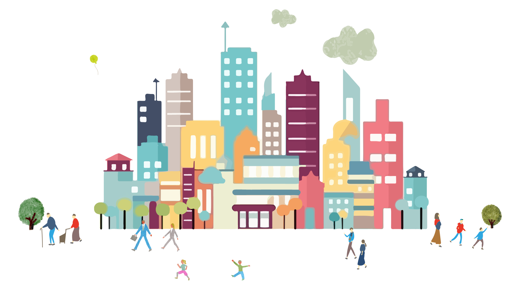 Abstract flat vector illustration of modern city.
