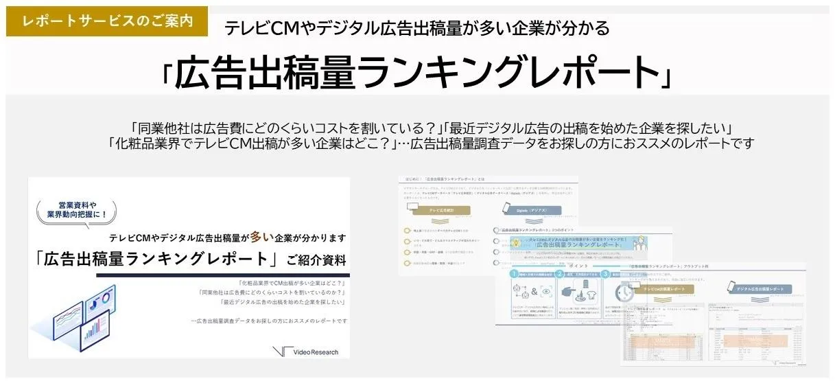 テレビCMやデジタル広告出稿量が多い企業が分かる広告出稿量ランキングレポート