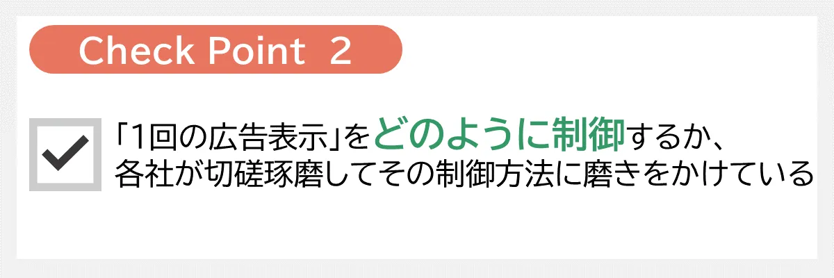 「1回の広告表示」をどのように制御するか各社が切磋琢磨してその制御方法に磨きをかけている