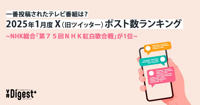 一番投稿されたテレビ番組は？2025年1月度X（旧ツイッター）ポスト数ランキング　~NHK総合「第７５回ＮＨＫ紅白歌合戦」が1位~